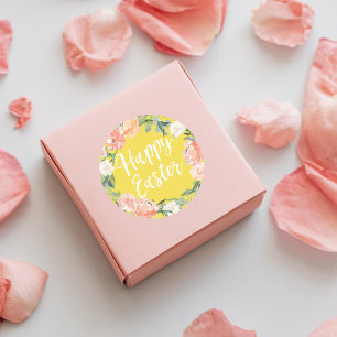 Spring Floral Yellow Easter Classic Round Sticker