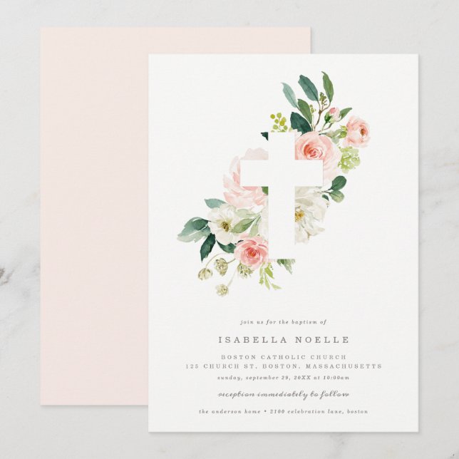 Spring Florals Baptism Invitation (Front/Back)