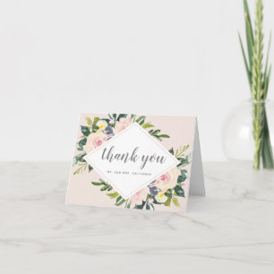 Spring Florals Blush   Folded Wedding Thank You