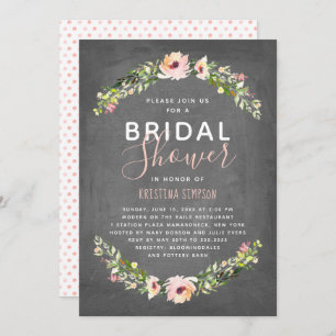 Spring Florals   Bridal Shower   Chalkboard Invitation