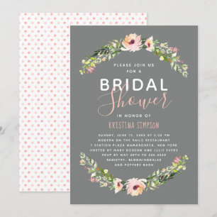 Spring Florals Bridal Shower Taupe Invitation
