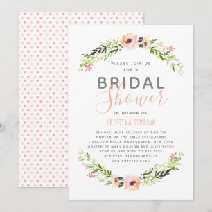 Spring Florals   Bridal Shower   White Invitation