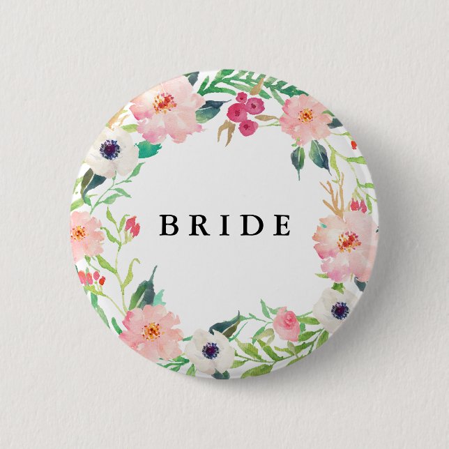 Spring Florals Bride Bridal Party Wedding 6 Cm Round Badge (Front)