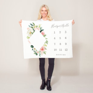 Spring Florals Diamond Baby Milestone Blanket