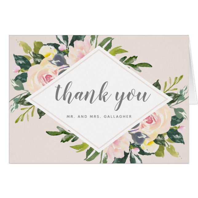 Spring Florals | Folded Wedding Thank You Photos (Front Horizontal)