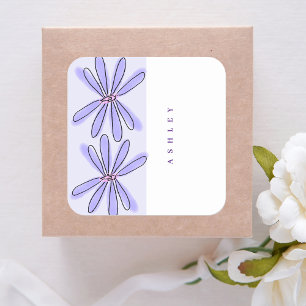 Spring Florals Lavender Purple Square Sticker