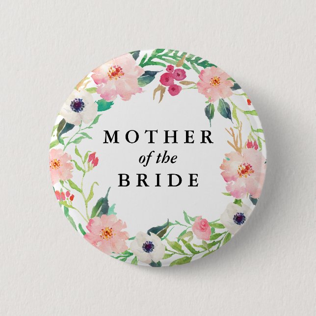 Spring Florals Mother of the Bride Wedding 6 Cm Round Badge (Front)
