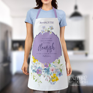 Spring Florals Scripture Elegant Personalised Apron