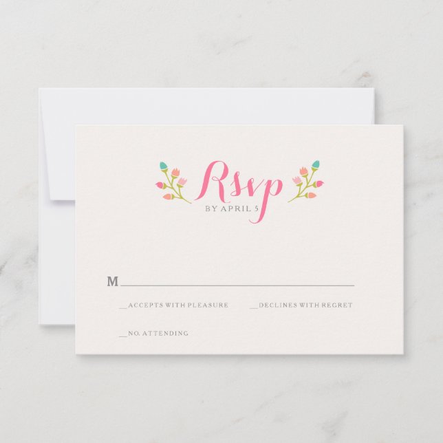 Spring Florals Wedding RSVP Card (Front)
