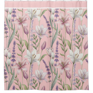 Spring Florals with Hint of Pink Background Shower Curtain