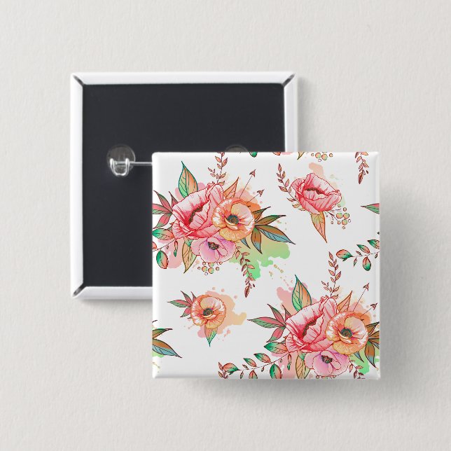 spring Flower 15 Cm Square Badge (Front & Back)
