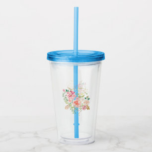spring flower acrylic tumbler