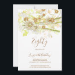 Spring Flower & Beads Decorative 80th Birthday Invitation<br><div class="desc">Beautiful spring bouquet flowers and beads decorative 80th birthday party invitation for women and girl's. A pretty decoration of flowers, beads and glitter butterflies on a plain background. Modern trendy and classy style, fashionable and sophisticated birthday. This design is suitable for any season, Spring, Summer, Autumn/Fall Winter. All text is...</div>