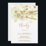 Spring Flower & Beads Decorative 90th Birthday Invitation<br><div class="desc">Beautiful spring bouquet flowers and beads decorative 90th birthday party invitation for women and girl's. A pretty decoration of flowers, beads and glitter butterflies on a plain background. Modern trendy and classy style, fashionable and sophisticated birthday. This design is suitable for any season, Spring, Summer, Autumn/Fall Winter. All text is...</div>