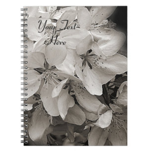 Spring Flower Blossoms In Black And White Notebook