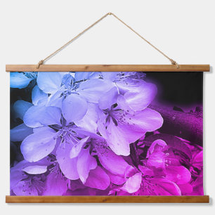 Spring Flower Blossoms In Black And White Tinted Hanging Tapestry