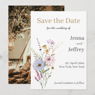 Spring Flower Boho Wedding Save The Date Invitation