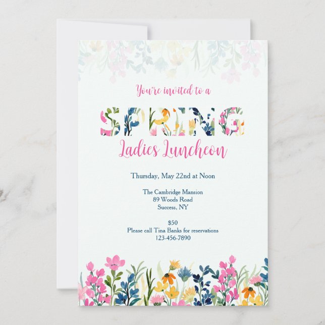 Spring Flower Border Invitation (Front)