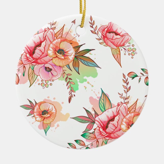spring Flower Ceramic Tree Decoration (Front)