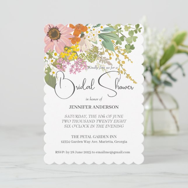 Spring Flower Garden Bridal Shower Bridal Shower I Invitation (Standing Front)