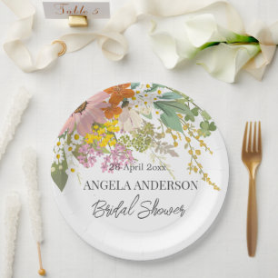 Spring Flower Garden Bridal Shower Paper Coaster Plate