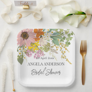 Spring Flower Garden Bridal Shower Paper Coaster Plate