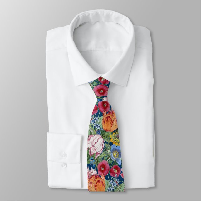 Spring Flower Garden Pattern Tie (Tied)