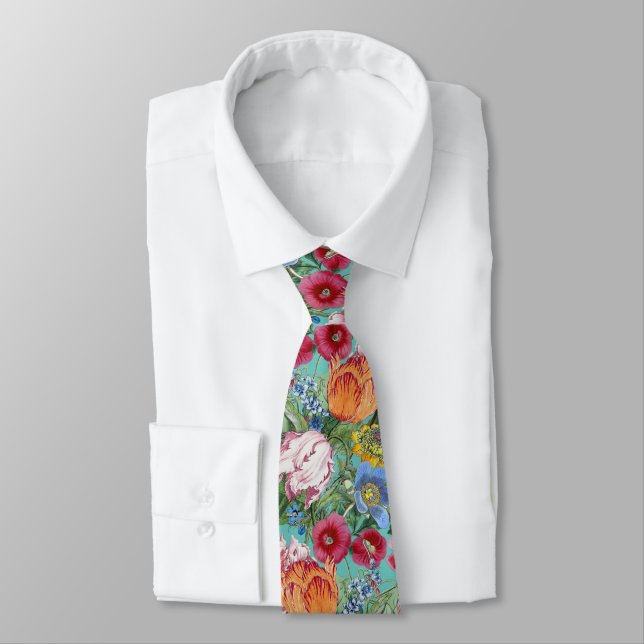 Spring Flower Garden Pattern Tie (Tied)