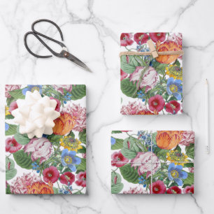 Spring Flower Garden Pattern Wrapping Paper Sheet