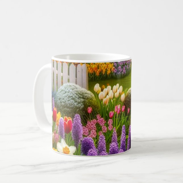 Spring Flower Garden Personalised Coffee  Mug (Front Left)