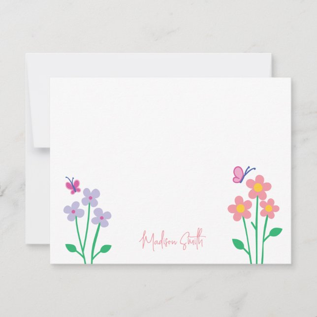 Spring Flower Garden Personalised Note Card (Front)