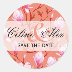 Spring Flower Garden Save the Date   melon Classic Round Sticker