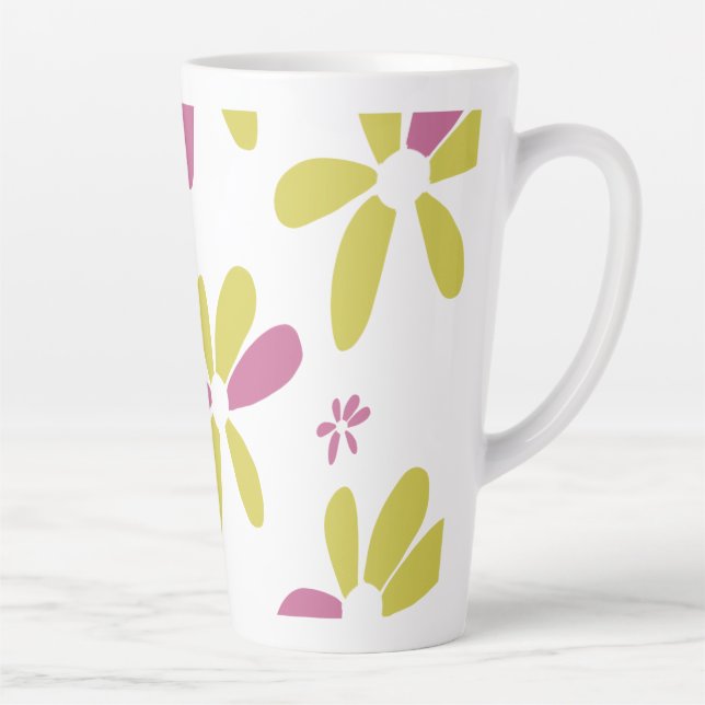 Spring Flower Multicolored  Yellow Pink Latte Mug (Right)