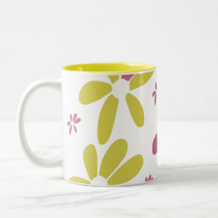 Spring Flower Multicolored Yellow Pink Two-Tone Coffee Mug