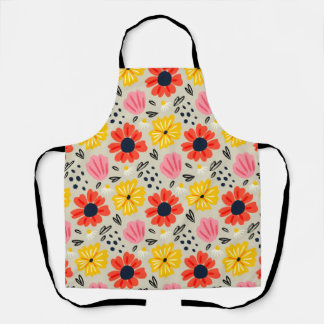 Spring Flower Pattern Apron
