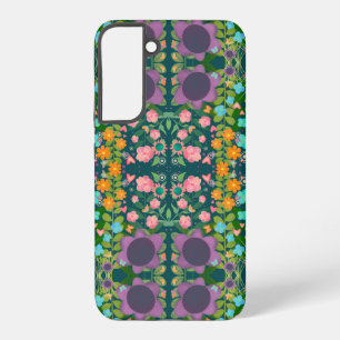 Spring Flower Pattern Green Purple Samsung Galaxy Case
