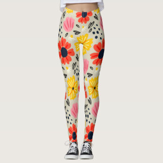 Spring Flower Pattern Leggings