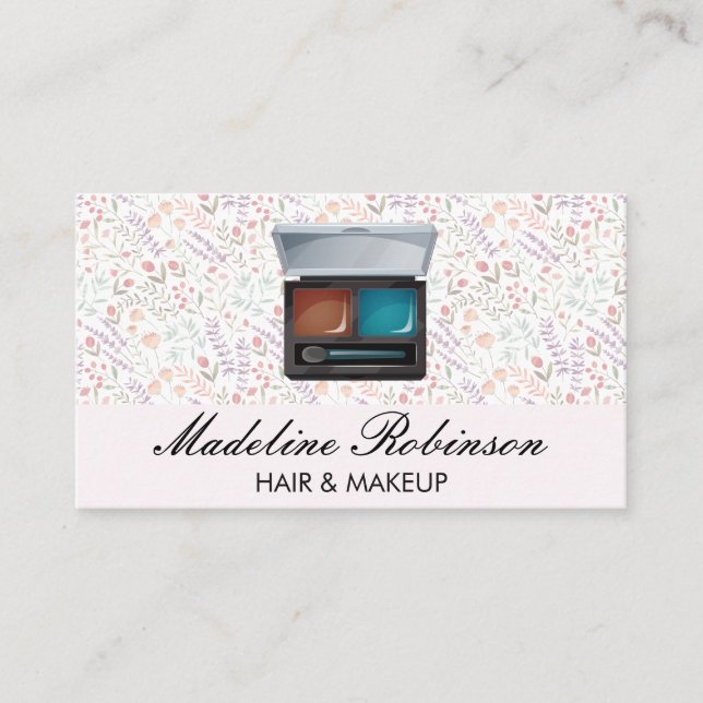 Spring Flower Pattern | Makeup Kit Business Card (Front)