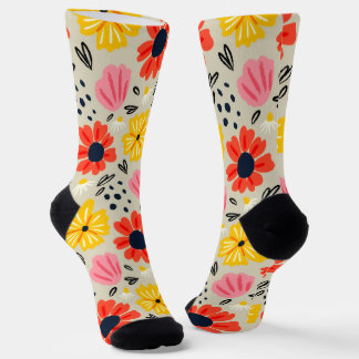 Spring Flower Pattern Socks