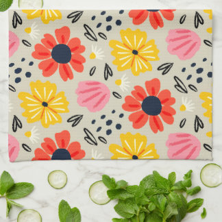 Spring Flower Pattern Tea Towel