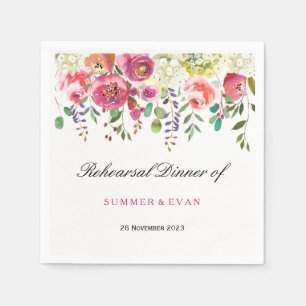 Spring Flower Pink Peach Tropical Rehearsal Dinner Napkin