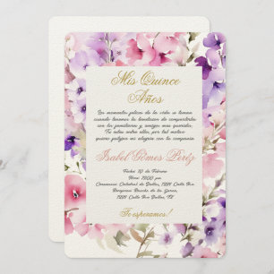 Spring flower quinceañera Spanish Invitation
