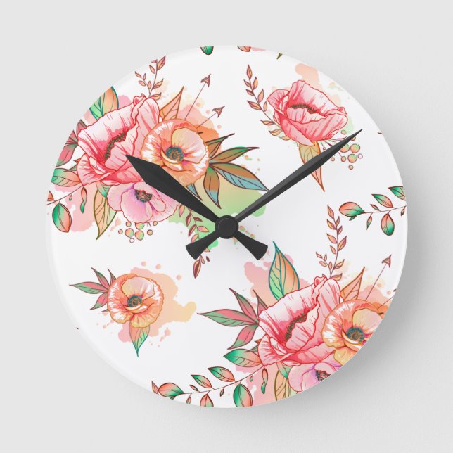 spring Flower Round Clock (Front)