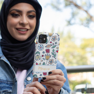 Spring flower scandinavian style custom name iPhone 11 case