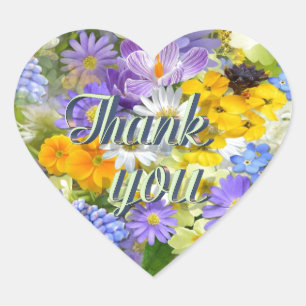 Spring Flower Selection Thank You Heart Sticker