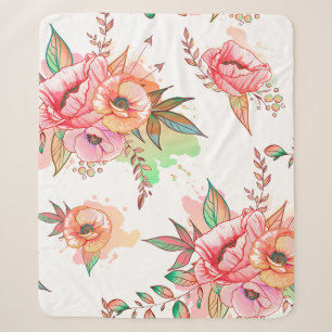 spring Flower Sherpa Blanket