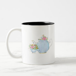 spring flower, tea , high tea, floral tea, garden Two-Tone coffee mug