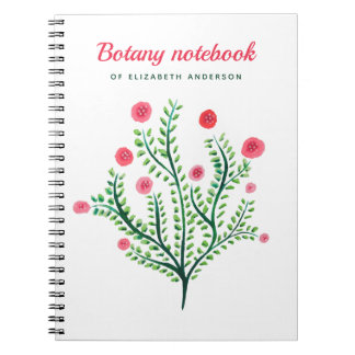 Spring Flower Watercolor In Pink White Green Notebook
