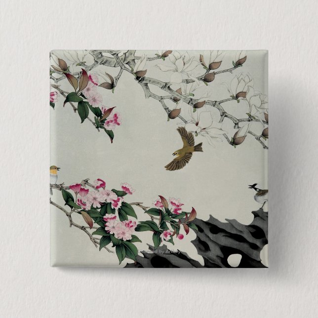 Spring Flowers 15 Cm Square Badge (Front)