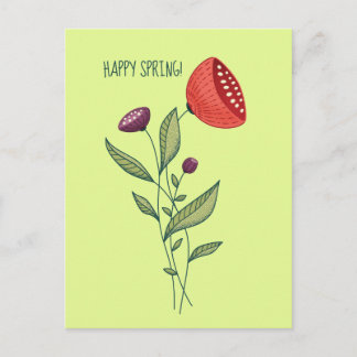 Spring Flowers Abstract Botanical Happy Spring Postcard